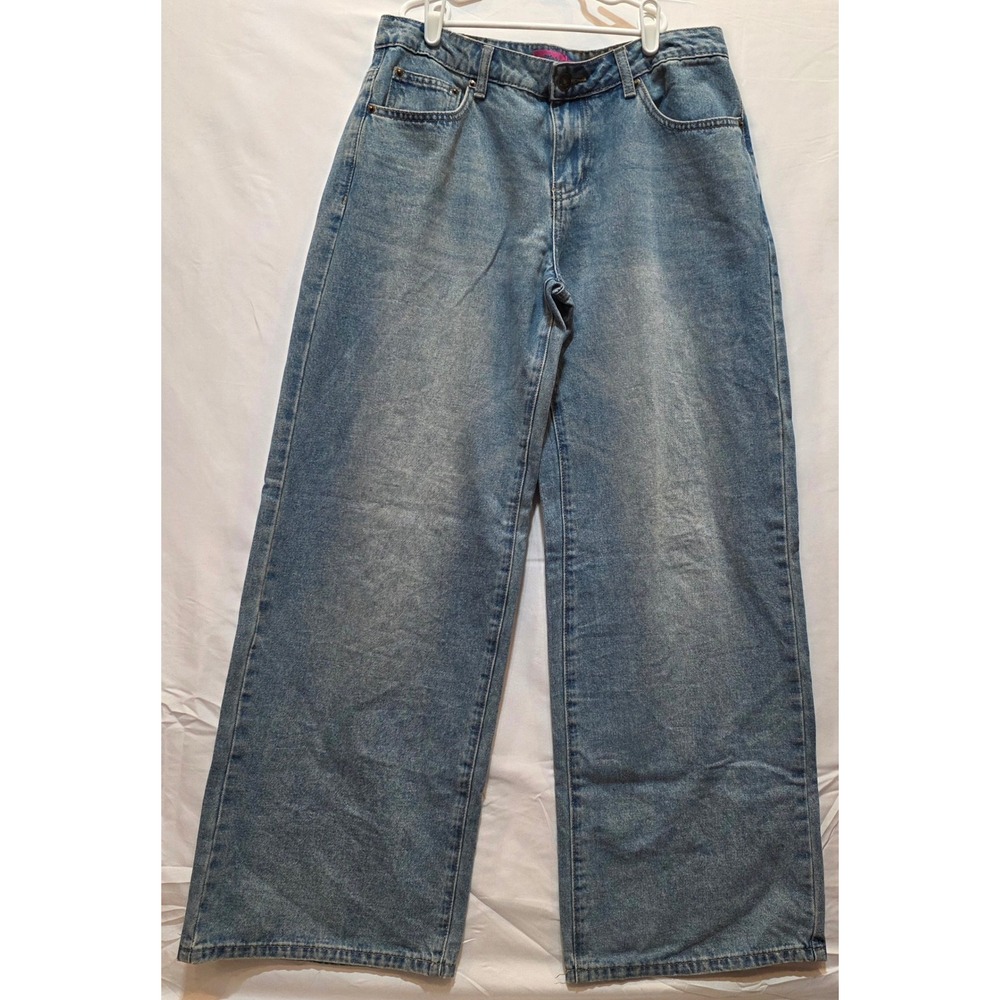 Edikted Womens Wide Leg Baggy Denim Jeans Light Wash High Waist Size Medium